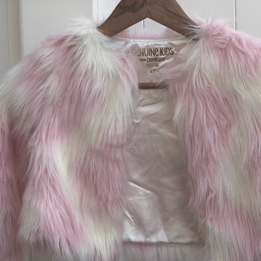 OshKosh B'gosh Pink and White Faux Fur Cape